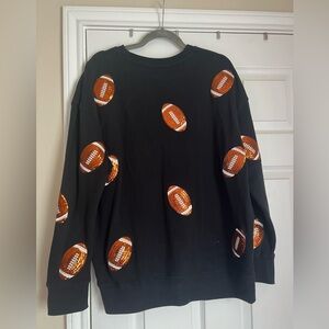 Shiraleah Black Sweatshirt with Football Sequins